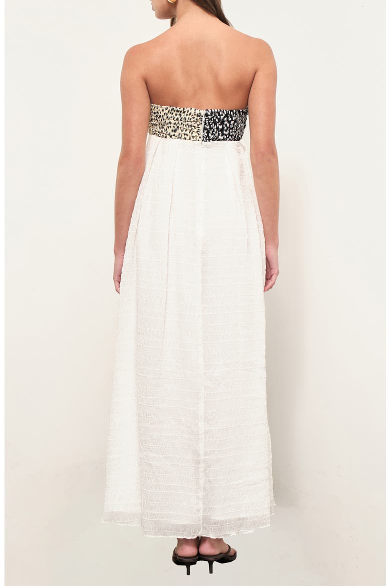Eloise Front Tie Strapless Maxi Dress, Alternate, color, JAGGED PRINT COMBO