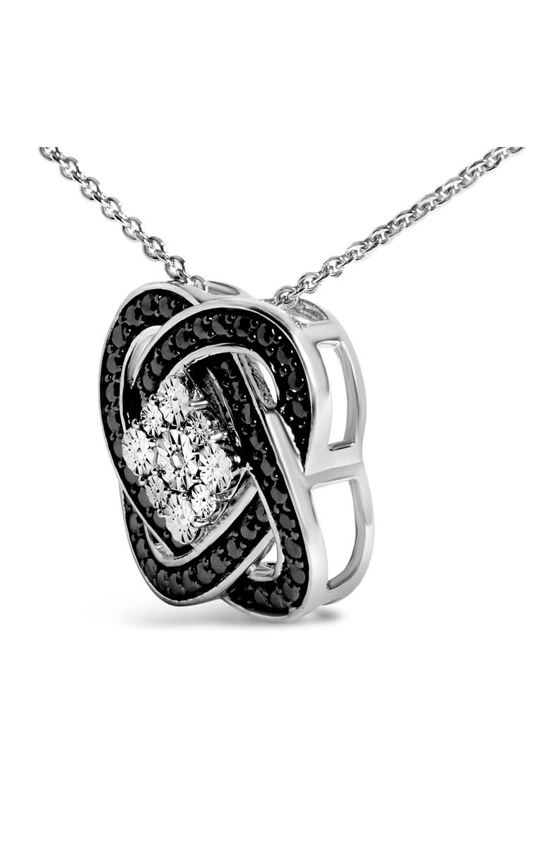 Haus of Brilliance Black Rhodium Plated Sterling Silver Diamond Accent Geometric Knot Pendant Necklace, Alternate, color, Silver