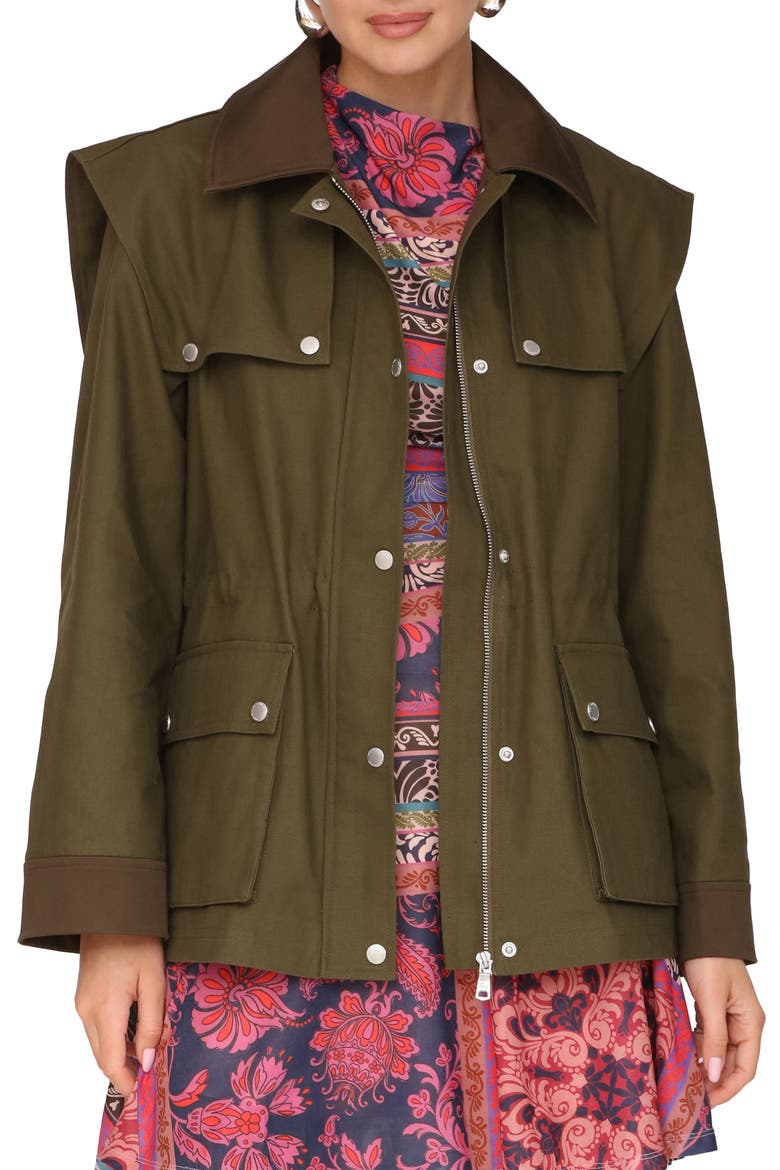 Strong Shoulder Cotton Canvas Utility Coat, Main, color, CAPER