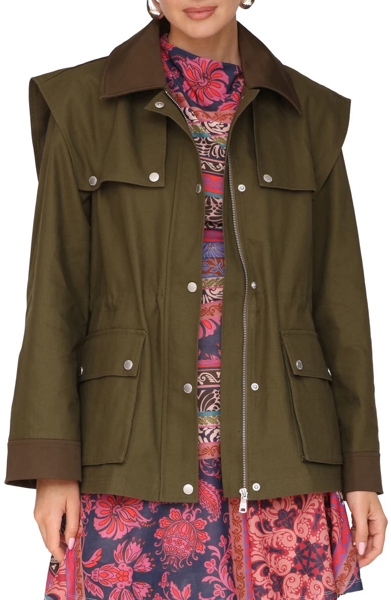 Avec Les Filles Strong Shoulder Cotton Canvas Utility Coat, Main, color, Caper