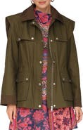 Avec Les Filles Strong Shoulder Cotton Canvas Utility Coat