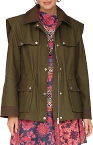 Avec Les Filles Strong Shoulder Cotton Canvas Utility Coat