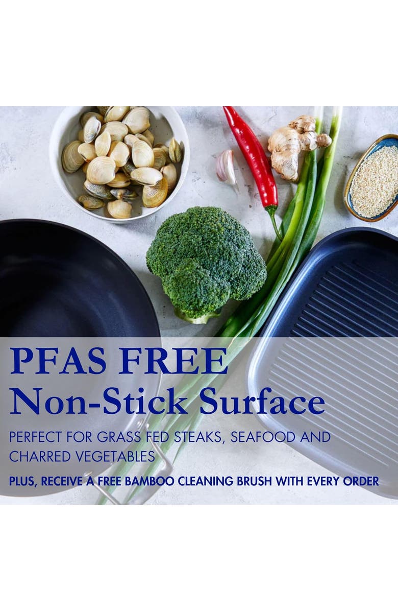 Blu. 11 inch Nonstick Grill Pan Griddle, Alternate, color, Black