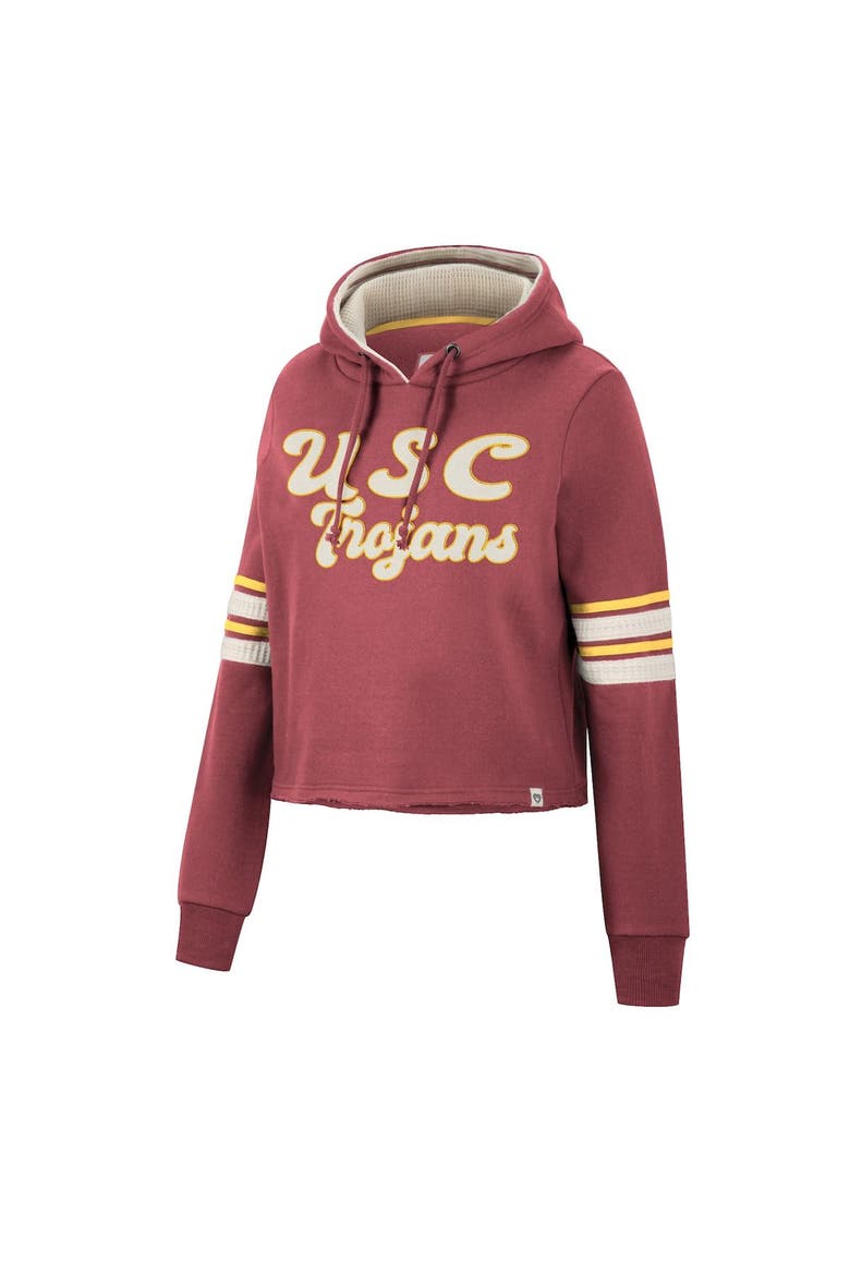 Women's Colosseum Cardinal USC Trojans Retro Cropped Pullover Hoodie, Alternate, color, Cardinal