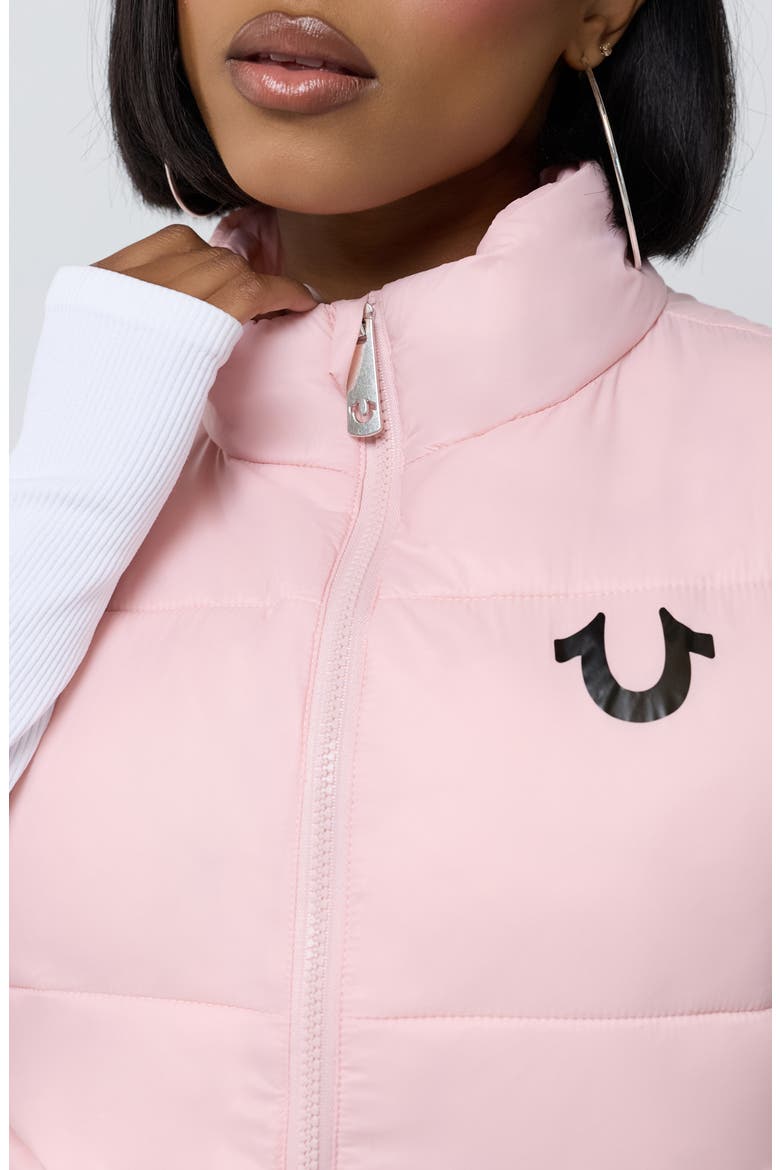 Logo Cropped Puffer Vest, Alternate, color, DULL PINK