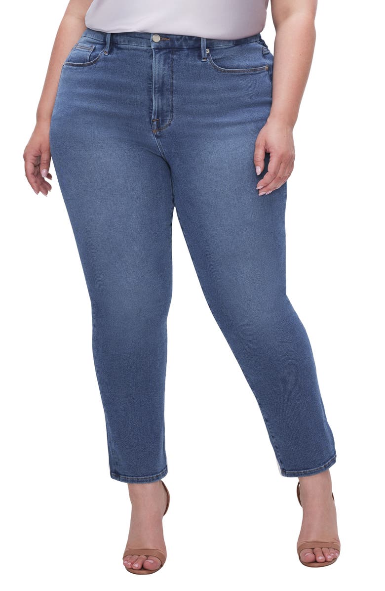 Good American Good Legs Straight Leg Jeans, Alternate, color, Bblue490