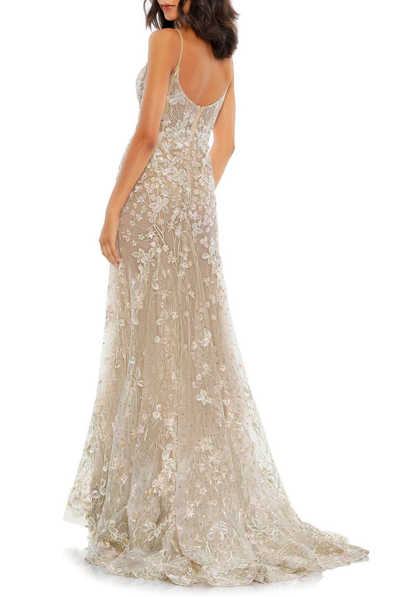 Floral Embroidered Corset Bodice Gown, Alternate, color, NUDE MULTI
