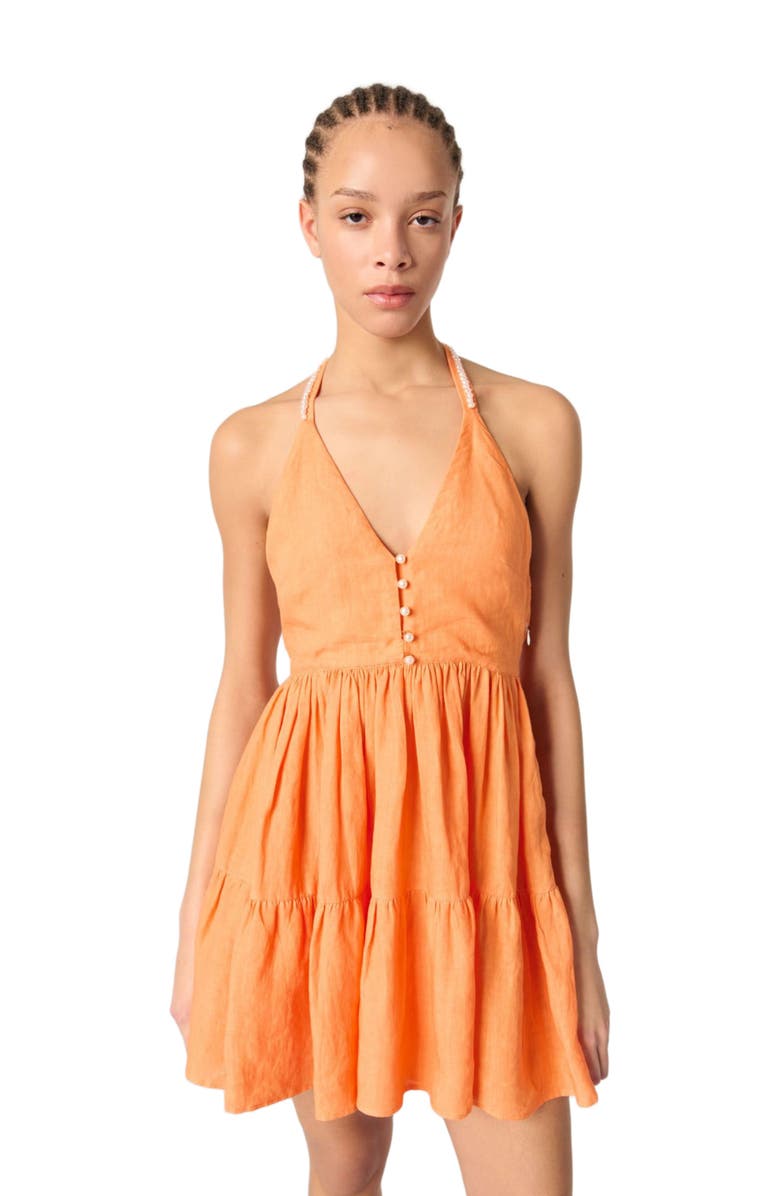 maje Short linen dress, Alternate, color, 