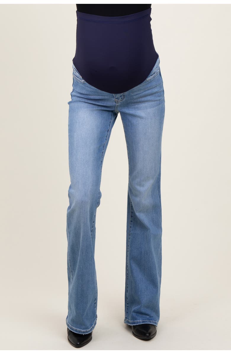 PinkBlush Vintage Wash Flare Maternity Jeans, Alternate, color, Light Blue