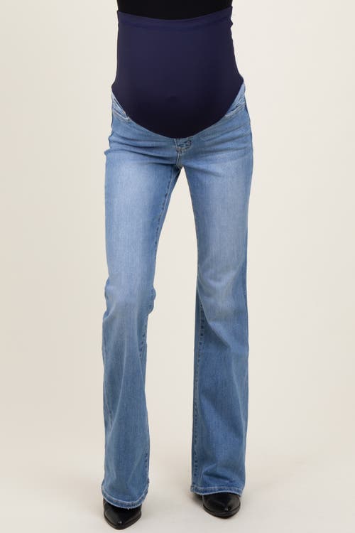Pinkblush Vintage Wash Flare Maternity Jeans In Multi