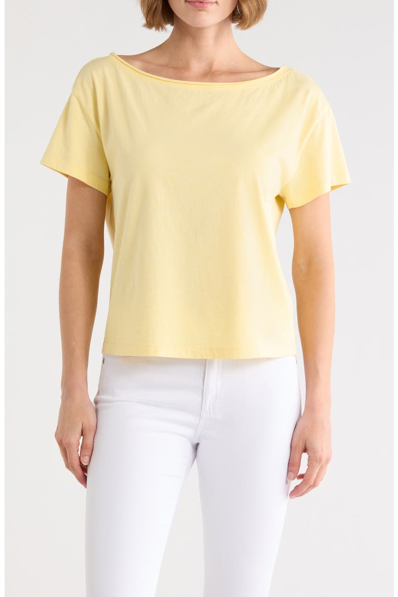 Slashed Neck Relaxed Short Sleeve T-Shirt, Main, color, YELLOW BEGONIA