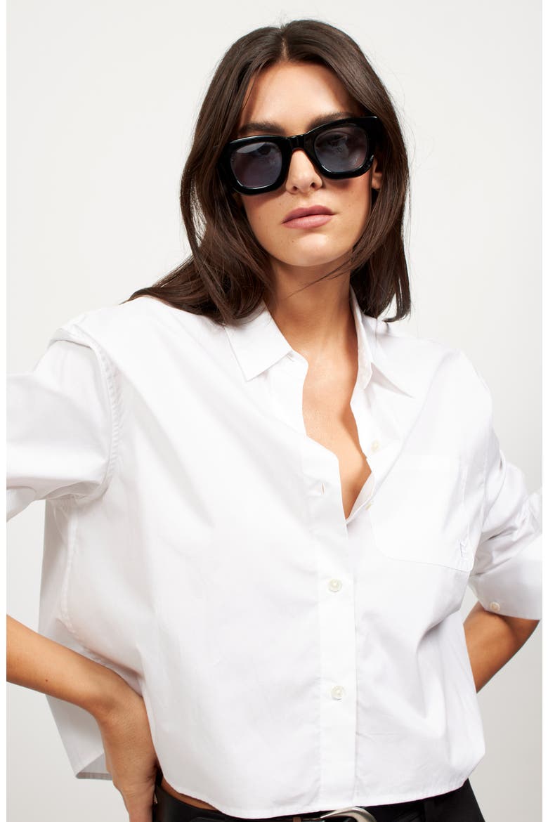 Rayne Crop Cotton Shirt, Alternate, color, BRIGHT WHITE