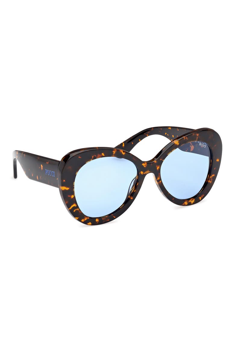 56mm Round Sunglasses, Alternate, color, DARK HAVANA / BRIGHT BLUE