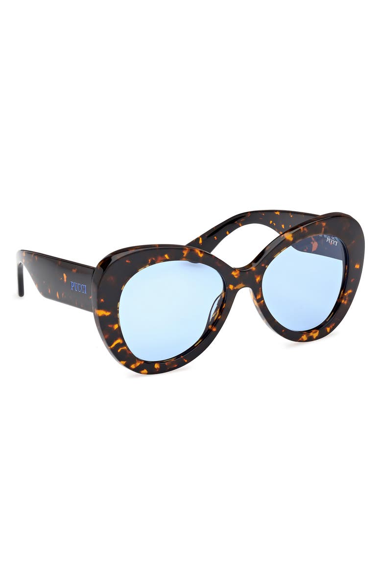 Emilio Pucci 56mm Round Sunglasses, Alternate, color, Dark Havana / Bright Blue