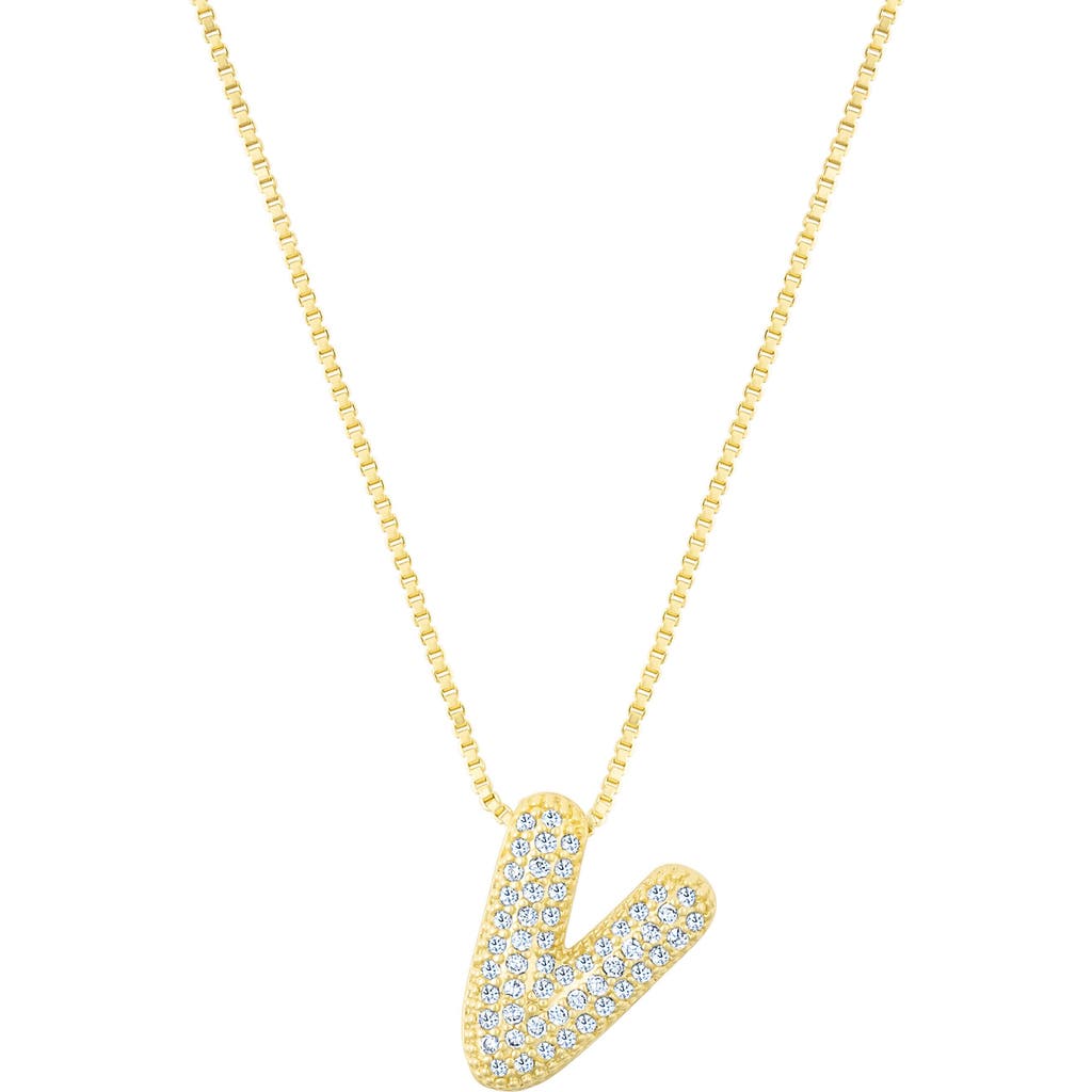 Adornia Pavé Bubble Initial Pendant Necklace In Gold-v