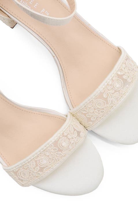 Jackie Crochet Lace Block Heel Sandals