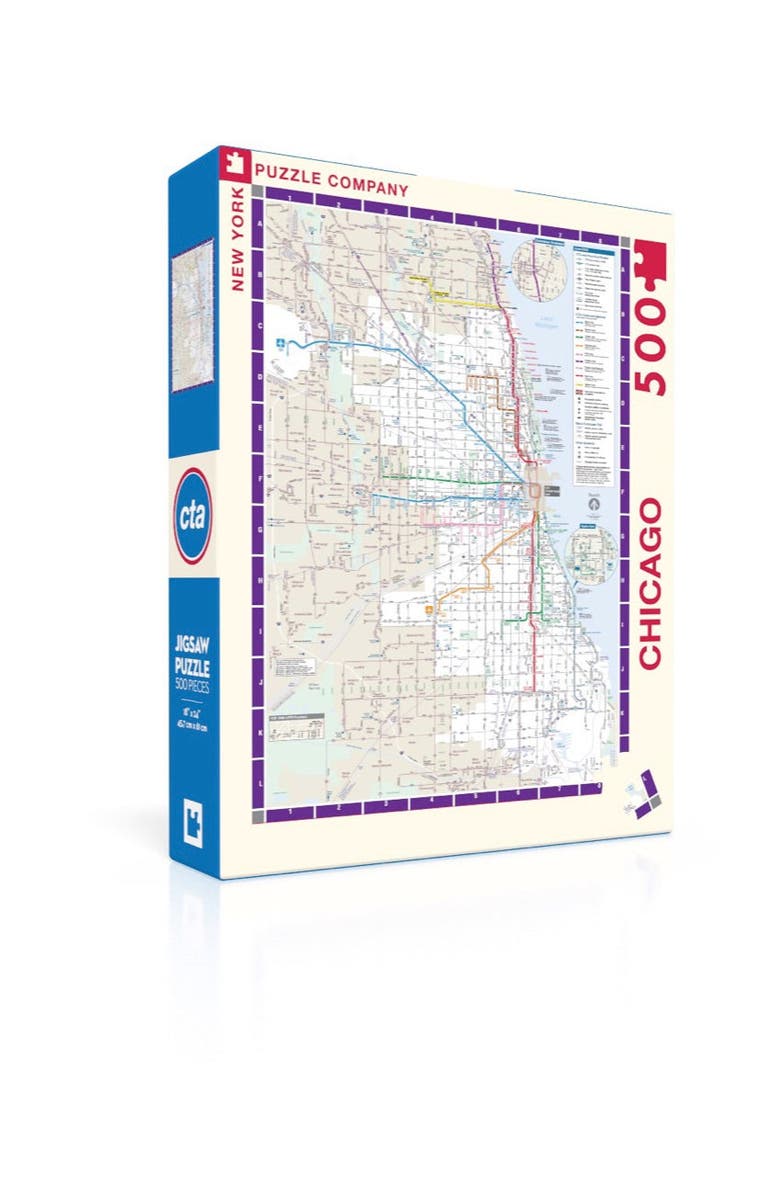NEW YORK PUZZLE COMPANY Chicago Transit Map 500 Piece Puzzle, Alternate, color, NO COLOR