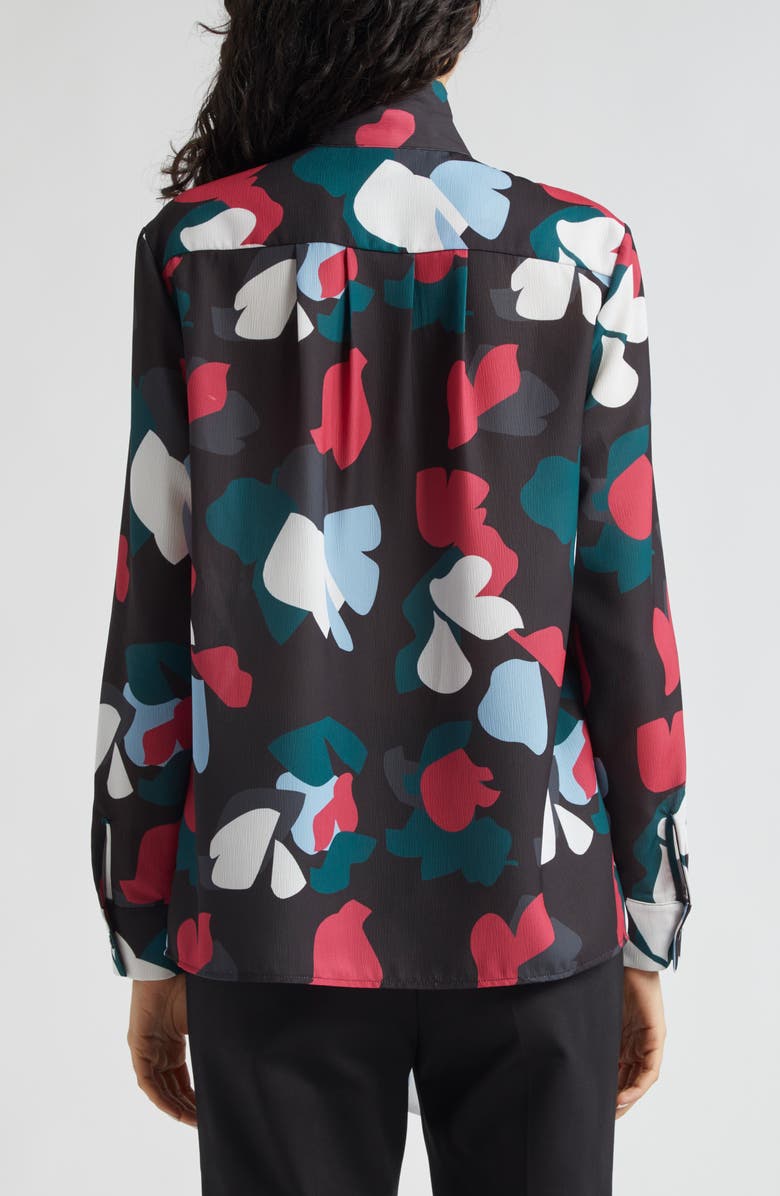 Emporio Armani Floral Tie Neck Crepe Shirt, Alternate, color, 