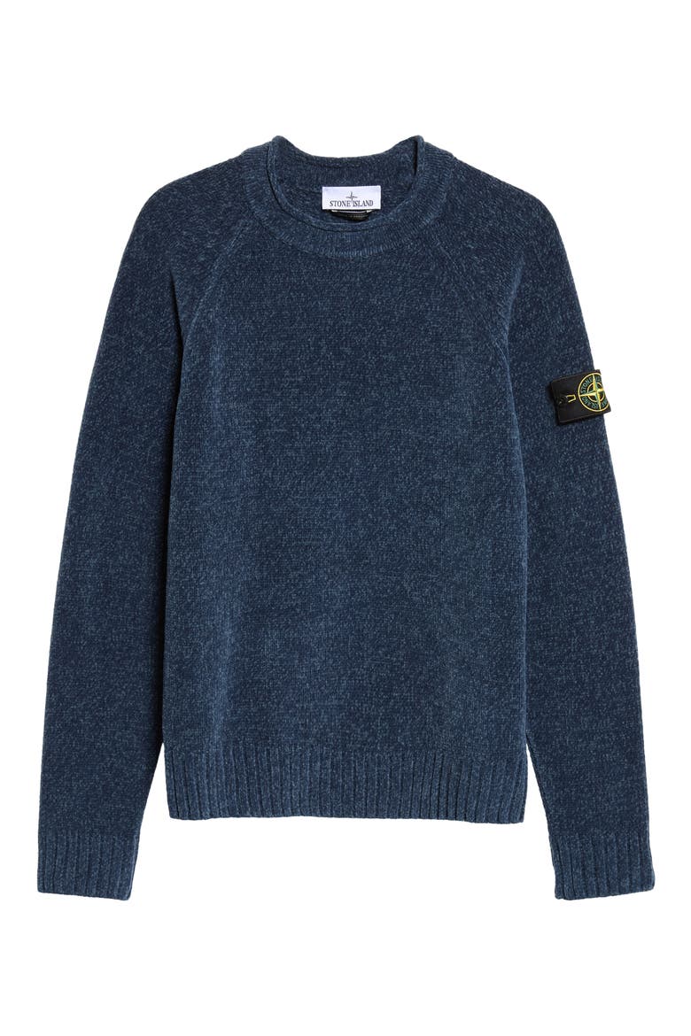 Compass Logo Patch Crewneck Sweater, Main, color, V0M2B STEEL BLUE MELANGE