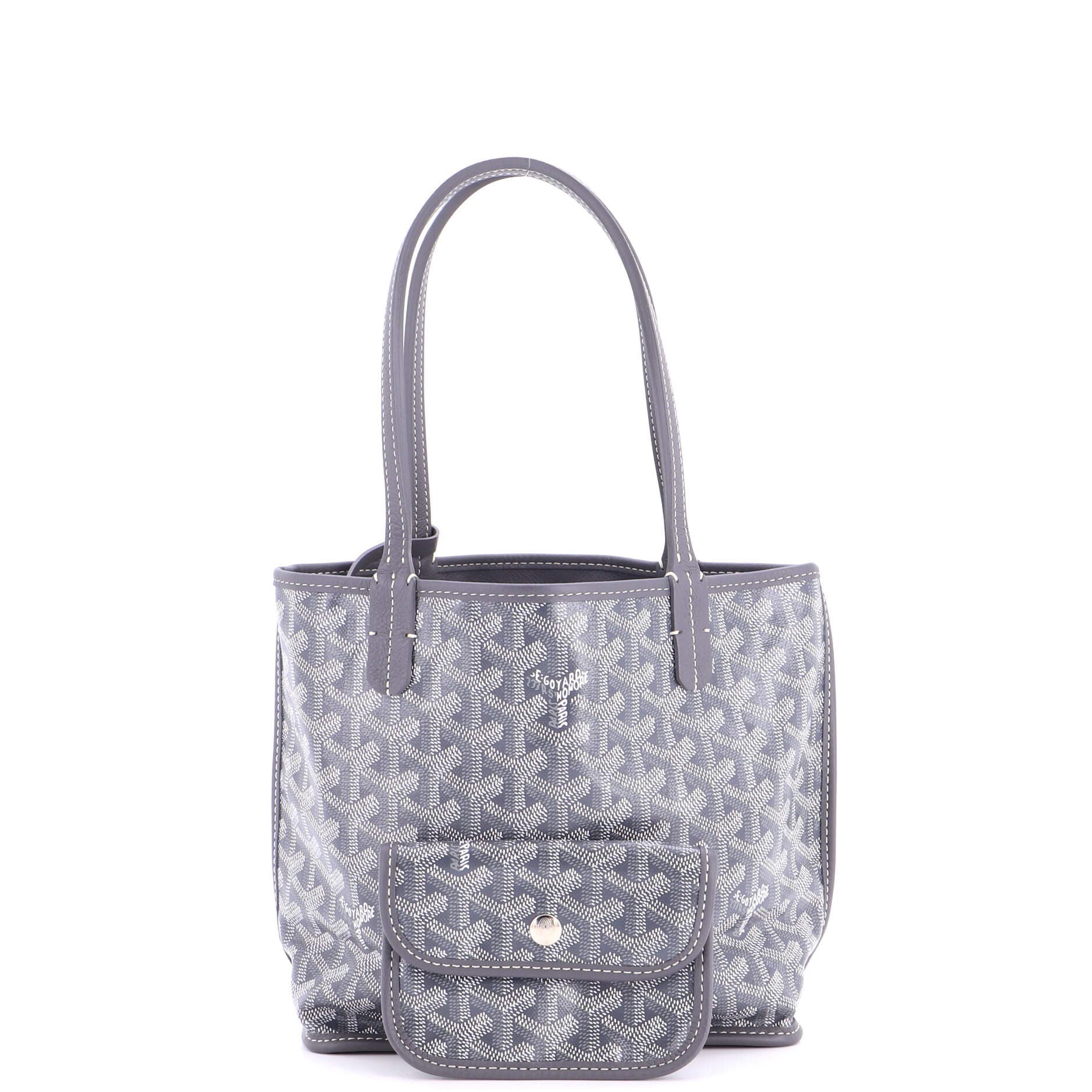 Pre-Owned Goyard Anjou Reversible Tote Coated Canvas Mini, Alternate, color, Gray