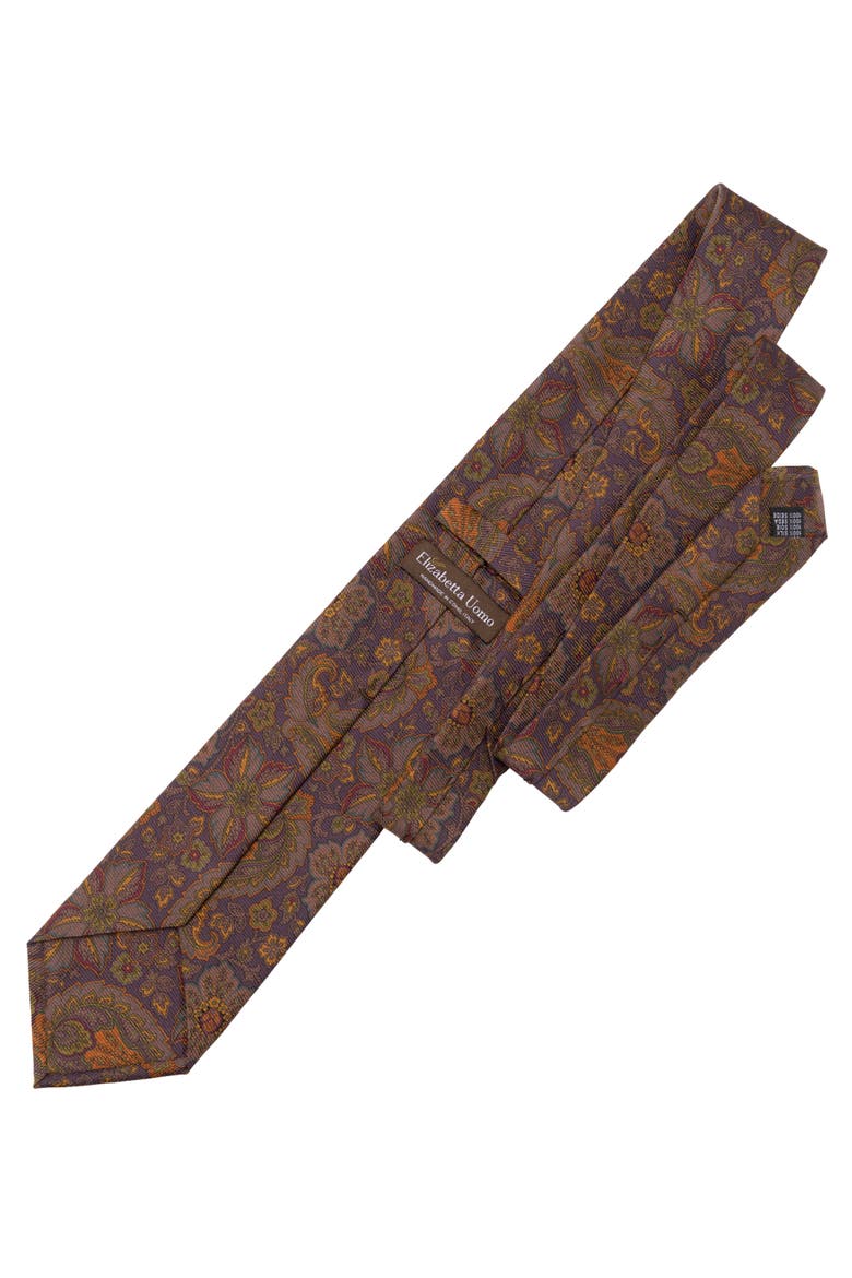 Trevi - Printed Silk Tie for Men, Alternate, color, Plum