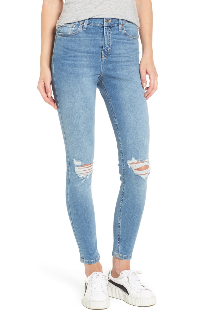 Topshop Moto Jamie Ripped High Waist Ankle Skinny Jeans, Main, color, 