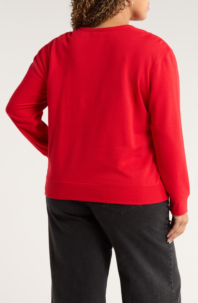 Caslon<sup>®</sup> Joy Embellished Cotton Blend Sweatshirt, Alternate, color, Red Silver Joy