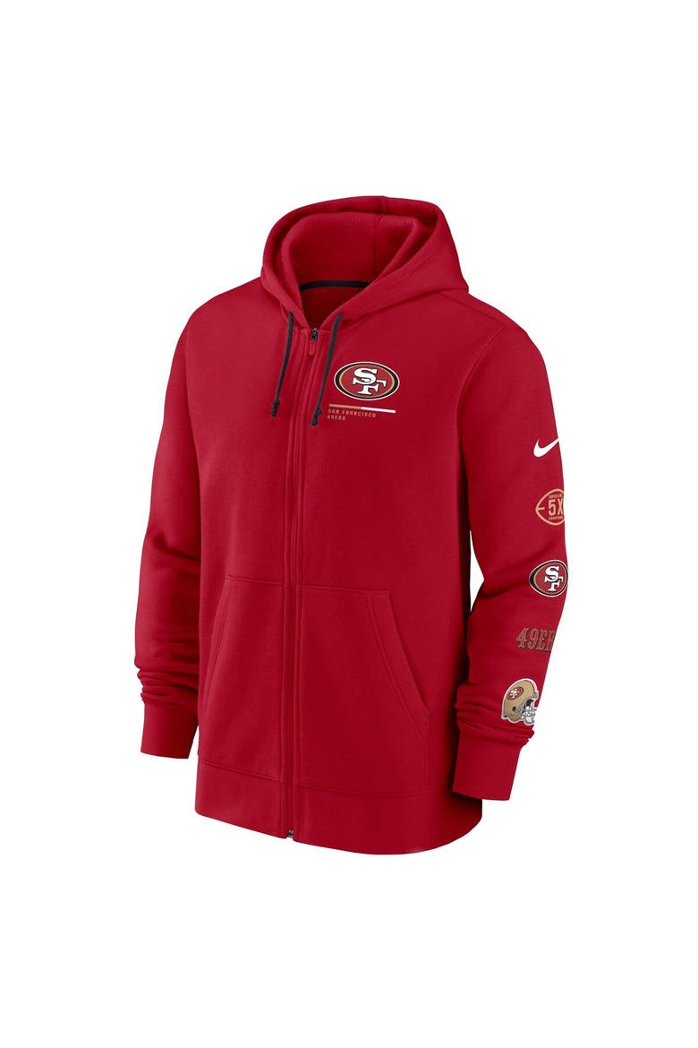 Men's Nike Scarlet San Francisco 49ers Surrey Full-Zip Hoodie, Alternate, color, Scarlet