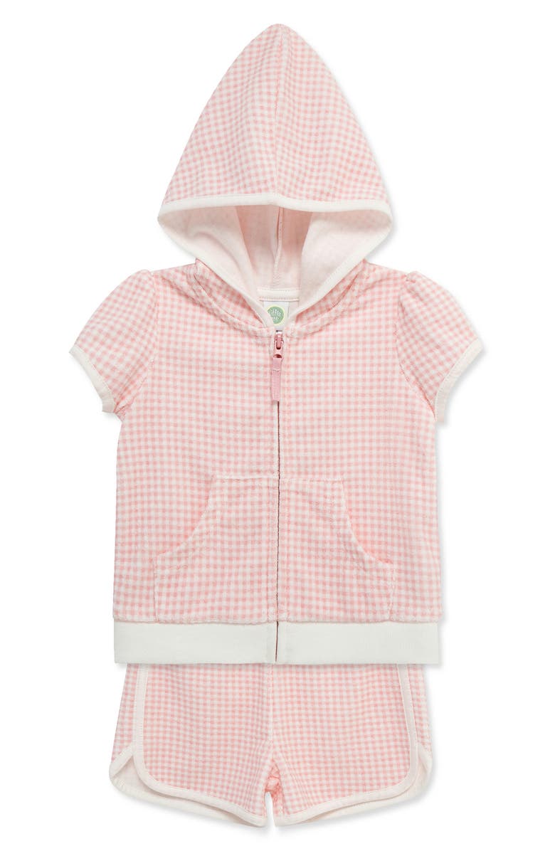 Little Me Gingham Swim Cover-Up Hoodie & Shorts Set, Alternate, color, 