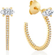 Crislu Marquise-Cut Pavé Cubic Zirconia Huggie Hoop Earrings