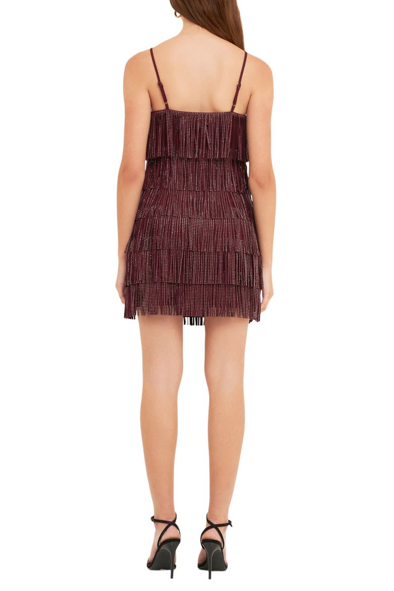 Beaded Fringe Minidress, Alternate, color, WINE