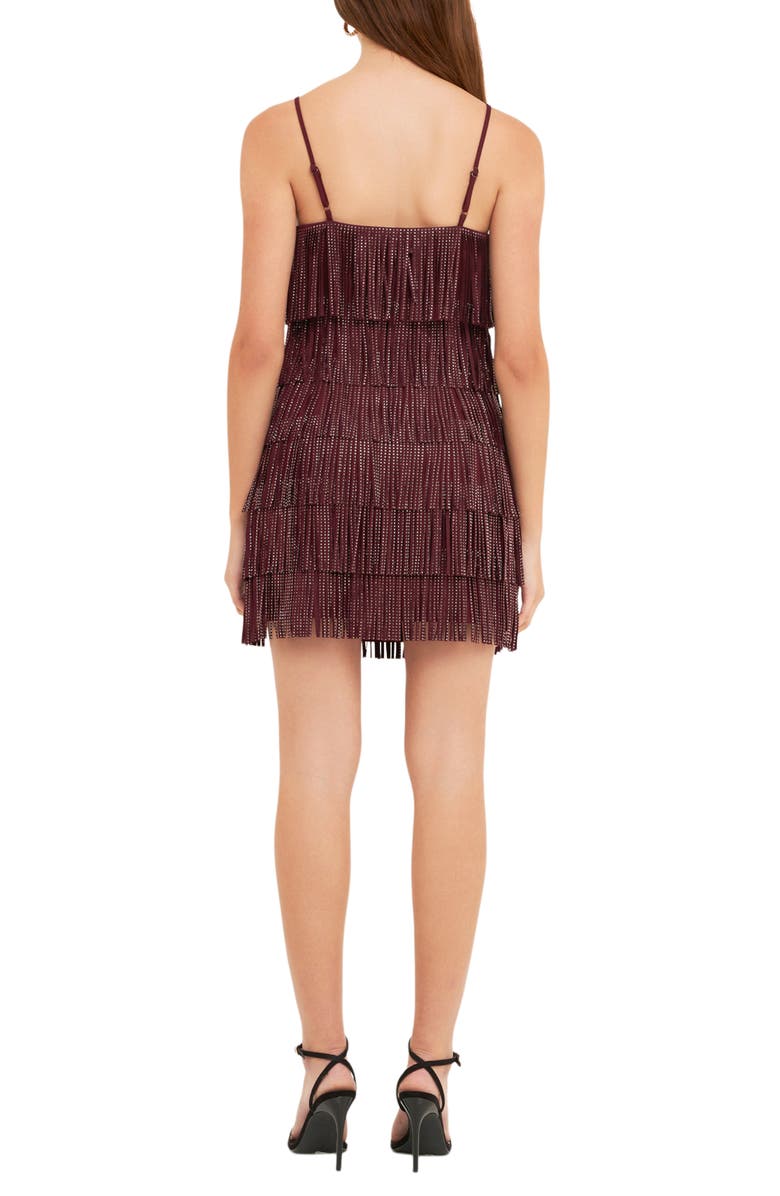 Endless Rose Beaded Fringe Minidress, Alternate, color, Wine