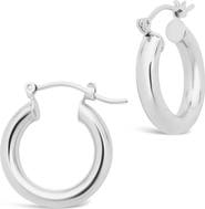 Sterling Forever Rhodium Plated Chunky Tube Hoop Earrings