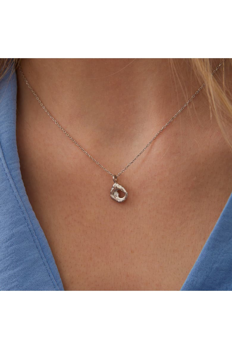 Dripping Molten Natural Textured Sterling Silver Authentic Pendant Necklace, Alternate, color, Silver