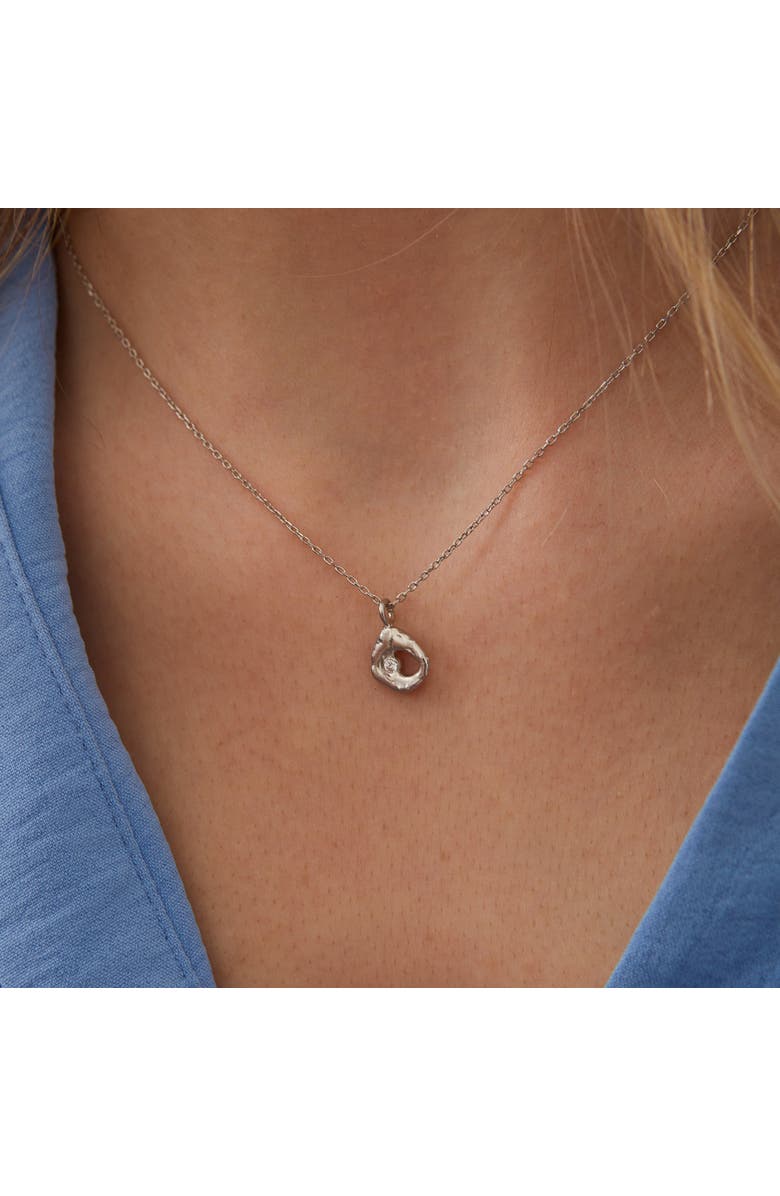 Spero London Dripping Molten Natural Textured Sterling Silver Authentic Pendant Necklace, Alternate, color, Silver