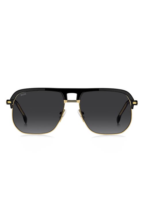 Hugo Boss Boss 59mm Gradient Square Sunglasses In Black Gold/dark Grey Sf