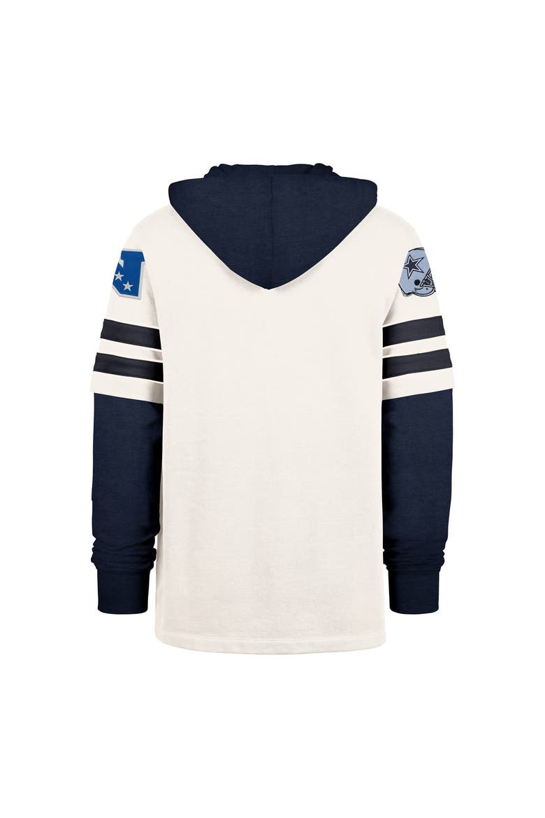 Men's '47  Cream Dallas Cowboys Split Zone Cornerback Duo Lacer Hoodie, Alternate, color, Cream