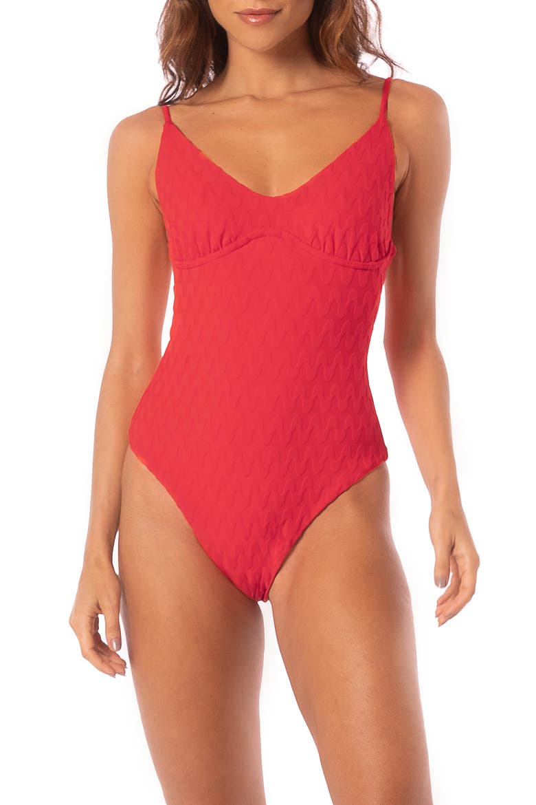 Apple Red Celine Reversible Underwire One-Piece Swimsuit, Main, color, RED