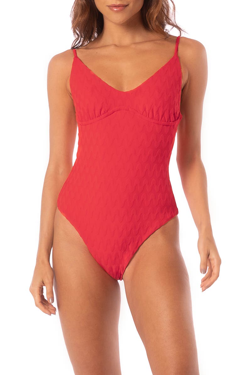 Maaji Apple Red Celine Reversible Underwire One-Piece Swimsuit, Main, color,