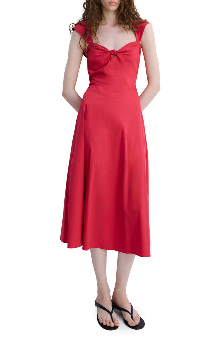 Open Back Cotton Blend Midi Dress, Main, color, RED