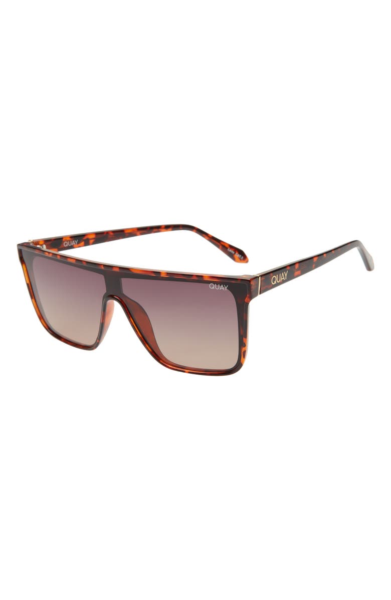 QUAY Nightfall Medium 138mm Shield Sunglasses, Alternate, color, Tort / Browndnu