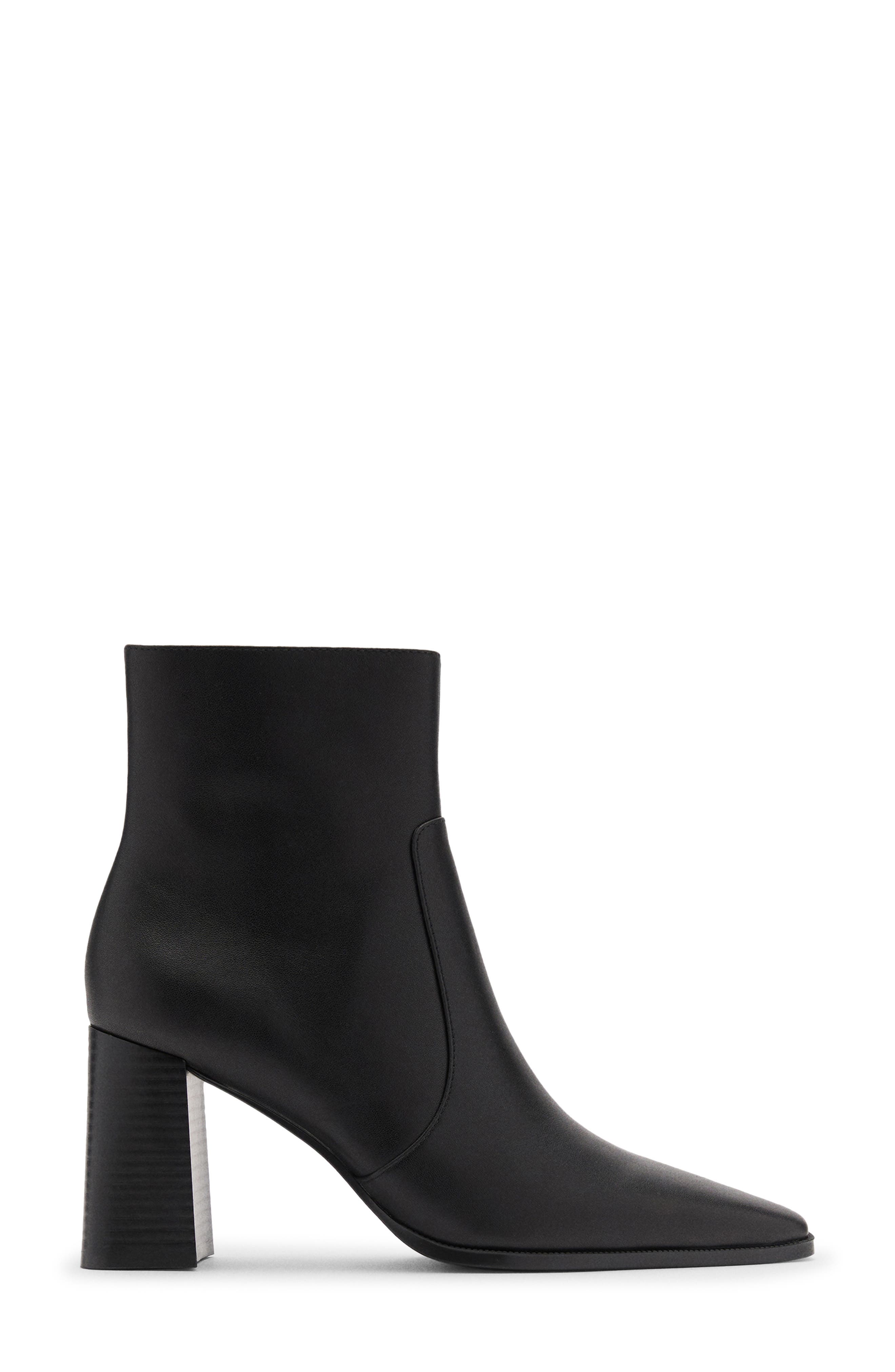 MANGO Block Heel Leather Bootie, Alternate, color, 