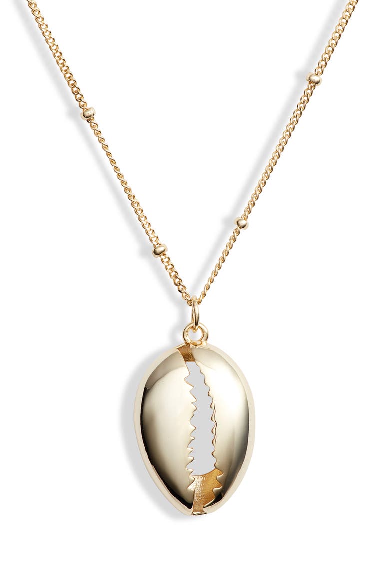 Argento Vivo Shell Pendant Necklace, Alternate, color, GOLD