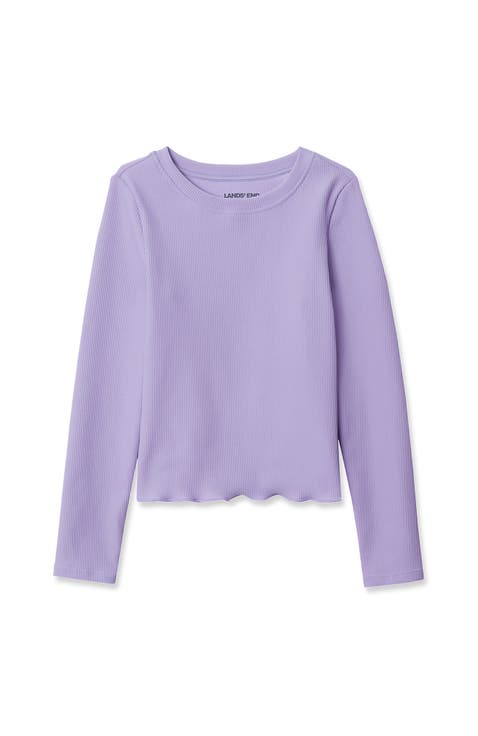 Girls Active Long Sleeve Rib Knit Top