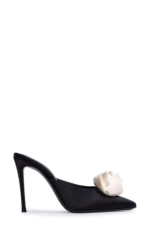 Black Suede Studio Luv Pointed Toe Mule In Black Satin Coconut