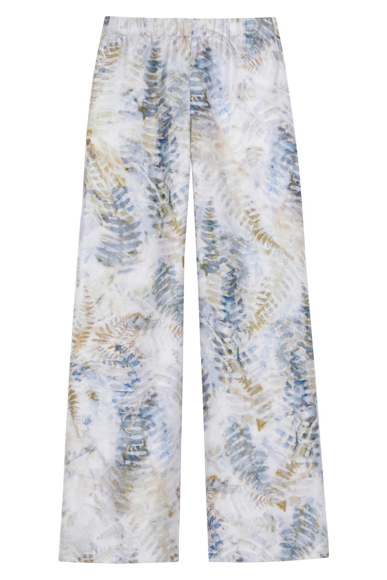 Riverside Fern Print Silk Twill Wide Leg Pants, Alternate, color, BLUESTONE MULTI