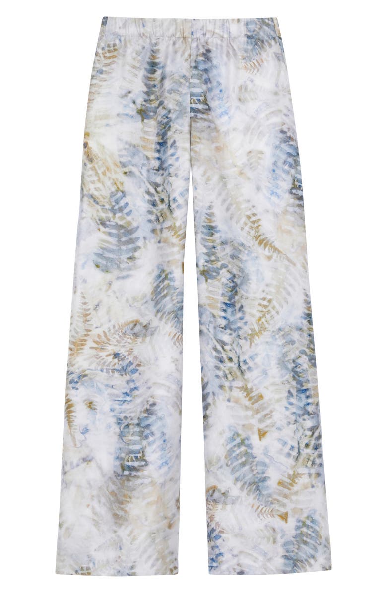 Lafayette 148 New York Riverside Fern Print Silk Twill Wide Leg Pants, Alternate, color, 