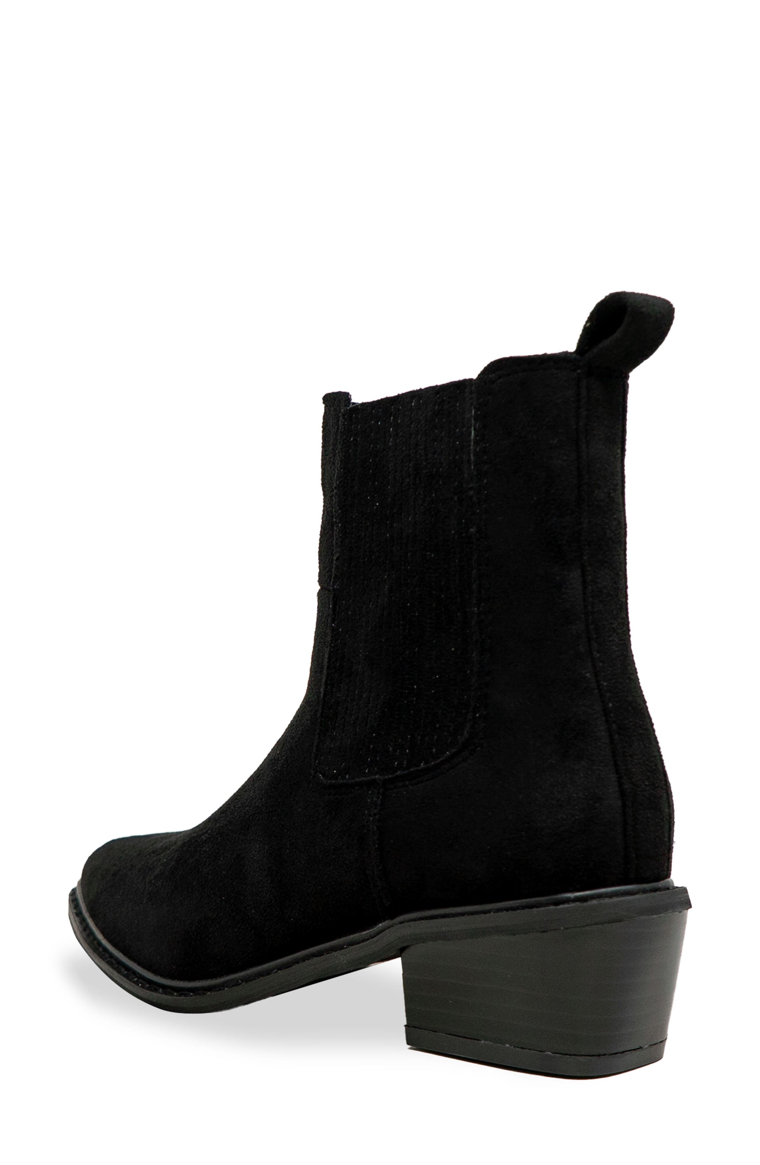 CHASE AND CHLOE Western Block Heel Chelsea Boot, Alternate, color, Black