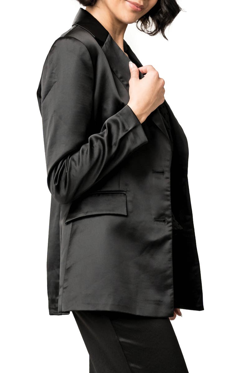 GIBSONLOOK Shine Effect Longline Blazer, Alternate, color, Black