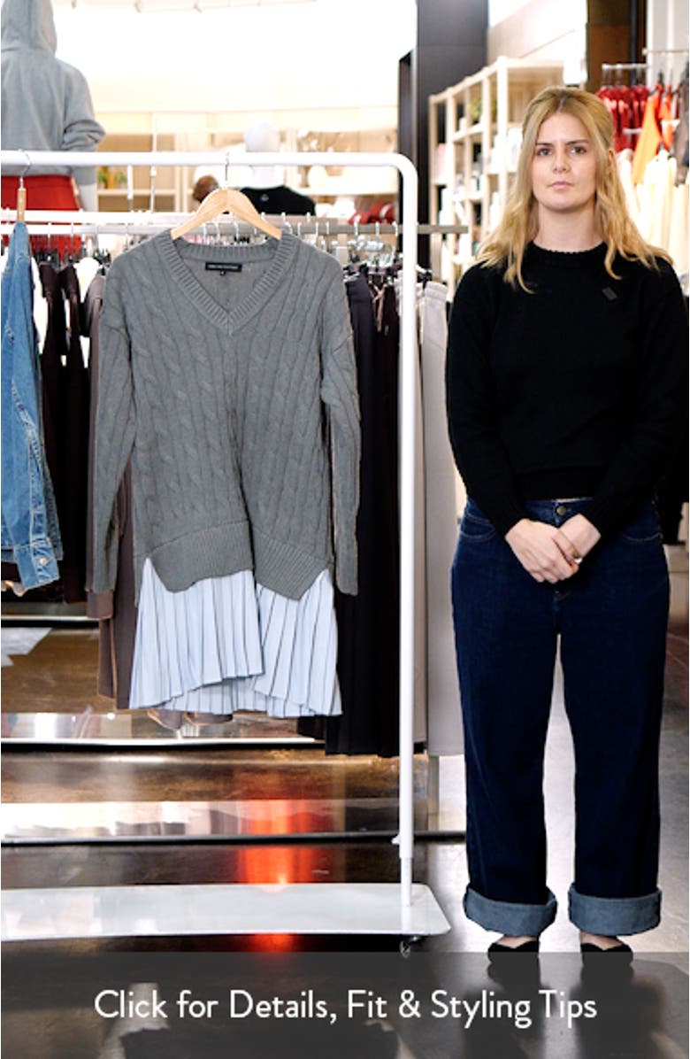 Long Sleeve Pleated Mixed Media Sweater Dress, sales video thumbnail